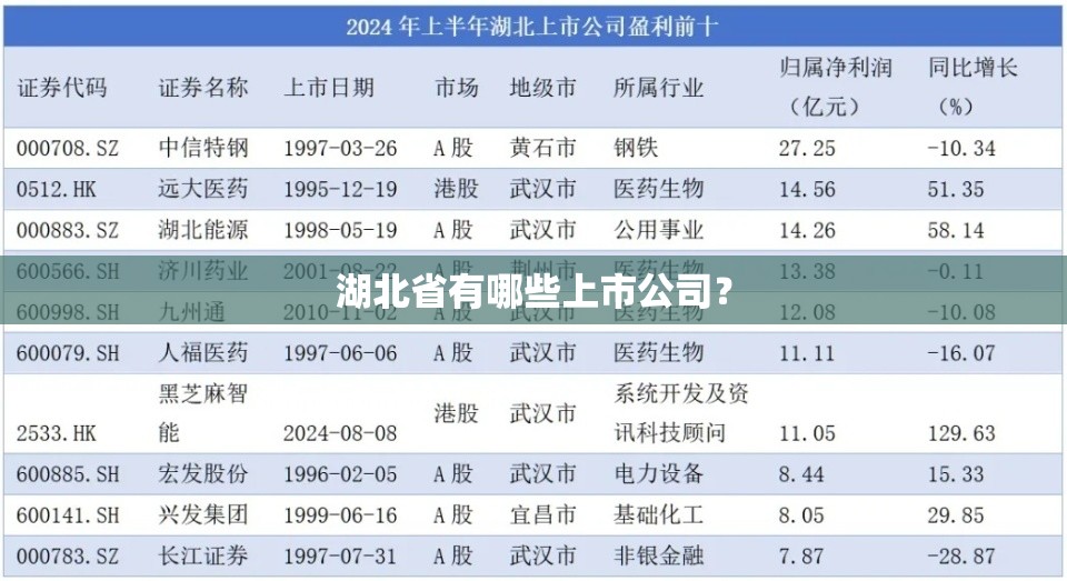 湖北省有哪些上市公司? 湖北省有哪些上市公司?
