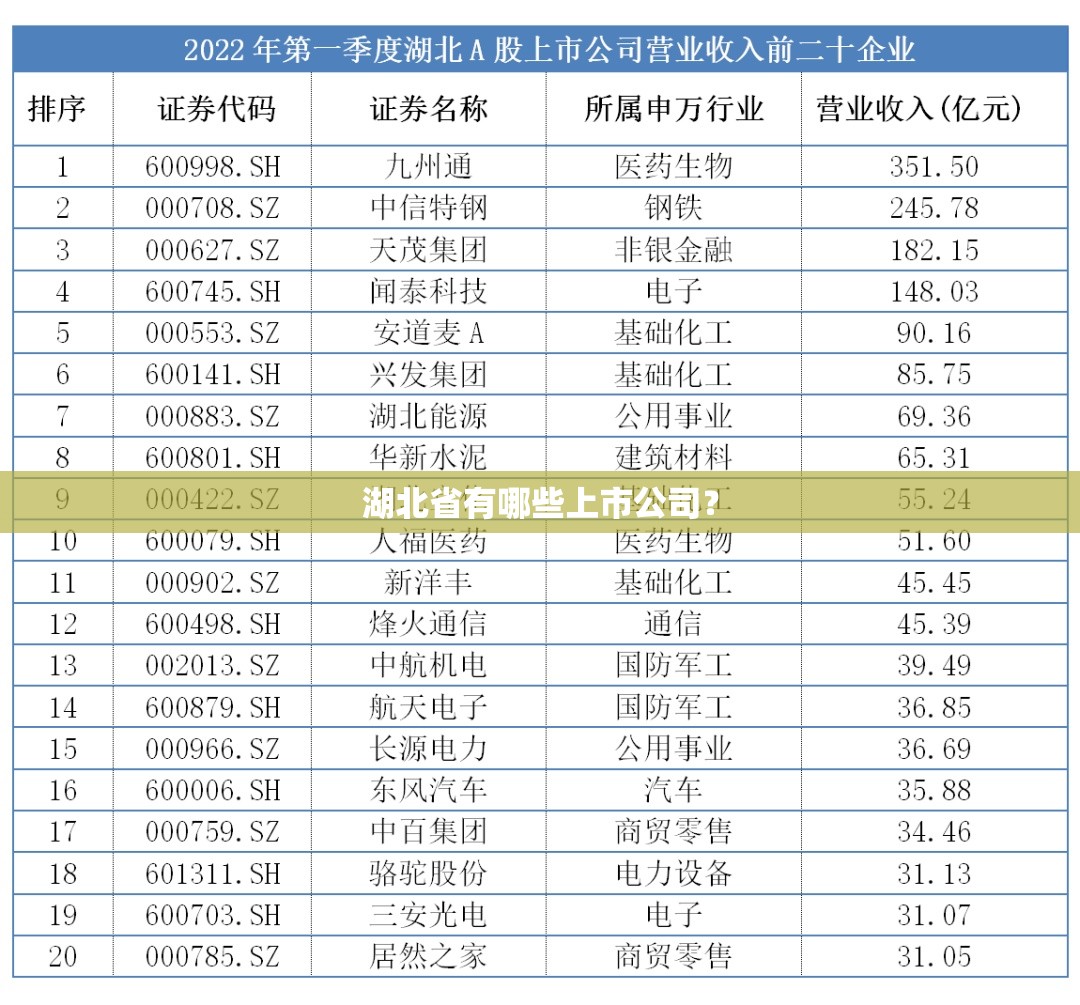 湖北省有哪些上市公司? 湖北省有哪些上市公司?