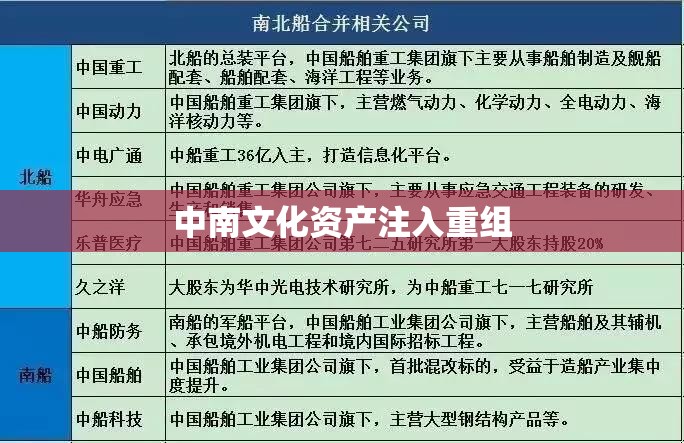 中南文化资产注入重组 中南文化资产注入重组