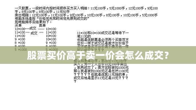 股票买价高于卖一价会怎么成交? 股票买价高于卖一价会怎么成交?