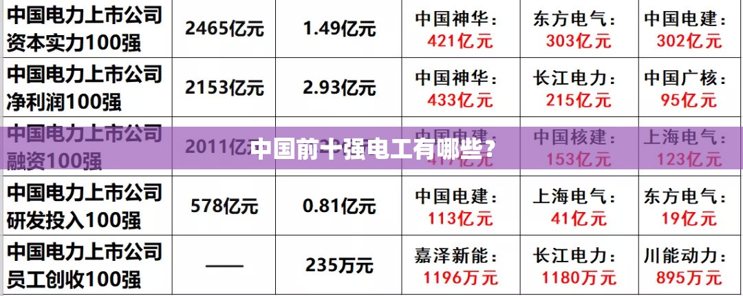 中国前十强电工有哪些? 中国前十强电工有哪些?
